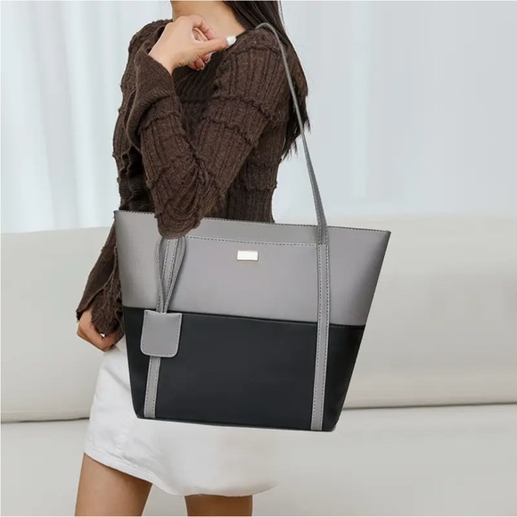 Unbranded Elegant Gray and Black Tote Bag - NIP - Picture 11 of 14